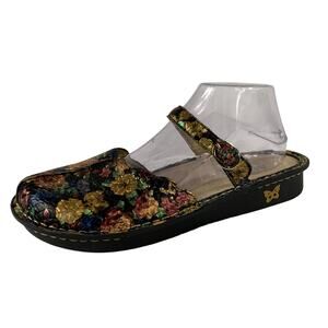 Alegria Tuscany Women's Floral Leather Mary Jane Mules Size 42W (11-12)